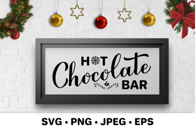 Hot chocolate bar sign. Winter holidays sign. Christmas