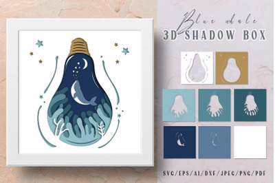 Whale 3D Shadow Box - Layered Papercut - Cutting Files - SVG