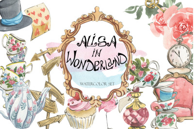 Watercolor Alice in Wonderland