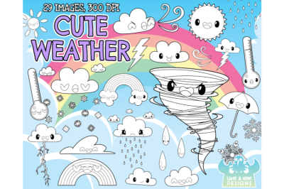 Cute Weather - Digital Stamps Lime and Kiwi Designs