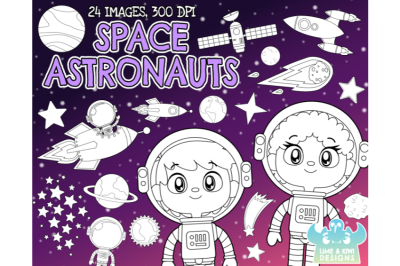 Space Astronauts Digital Stamps - Lime and Kiwi Designs