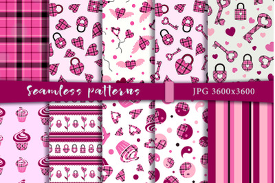 Seamless patterns for February 14