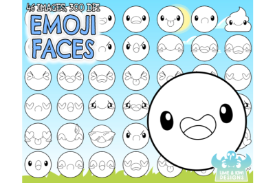 Emoji Faces Digital Stamps - Lime and Kiwi Designs