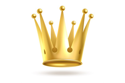 Crown golden. Gold elegant metal royal crowning isolated on white back