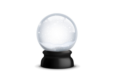 Crystal with snow. Christmas and New Year realistic snowy globe. Xmas