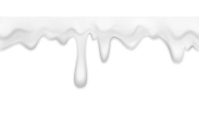 Dripping cream. Milk yogurt cream border with drops, filling white dri