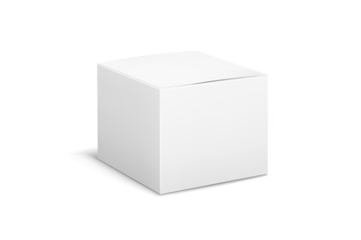 Empty box white. Cubic cosmetic cardboard box angle view&2C; blank packag