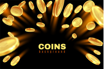 Explosion gold coin. Dollar coins golden rain. Game gambling prize mon