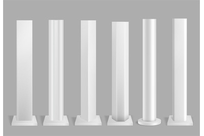 Poles metal. Pillars for urban advertising sign and billboard metallic