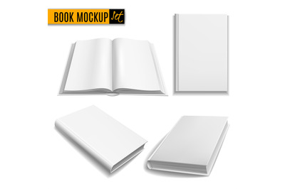 Realistic books. White book mockup cover&2C; blank brochure&2C; paperback em