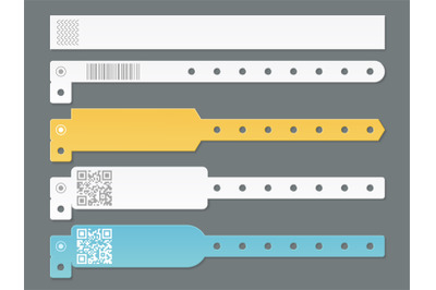 Realistic bracelets mockup. Identification paper marks&2C; festival&2C; even