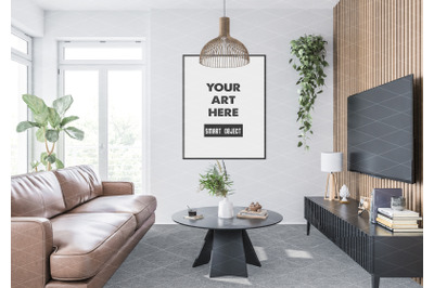 Interior scene artwork background frame mockup