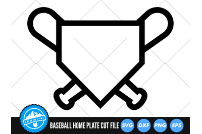 Baseball Bat Home Plate SVG | Home Plate Monogram Cut File | Softball