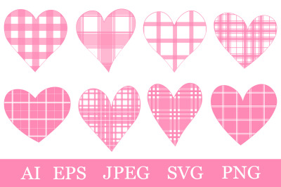 Hearts sublimation. Hearts Pink Buffalo plaid. Hearts SVG