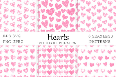 Hearts pattern. Hearts Buffalo plaid pattern. Hearts SVG