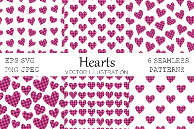 Hearts pattern. Hearts Buffalo plaid pattern. Hearts SVG