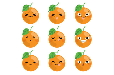 Set of cute cartoon orange emoji set 1