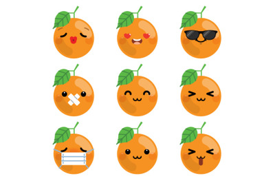 Set of cute cartoon orange emoji set 2