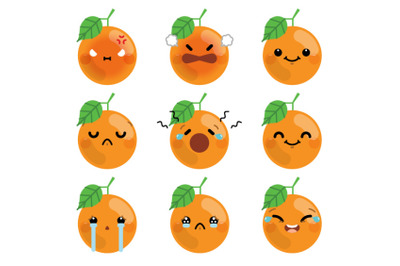 Set of cute cartoon orange emoji set 3