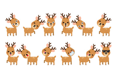 Emotions of funny reindeer for Christmas decoration set 2