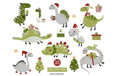 Christmas Dinosaur SVG