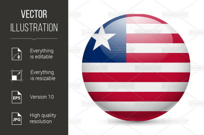 Round glossy icon of Liberia