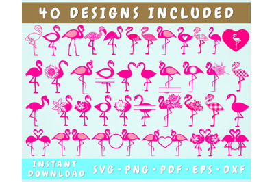 Flamingo SVG Bundle - 40 Designs&2C; Flamingo Monogram SVG