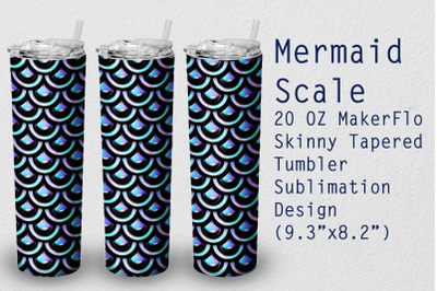 Tumbler Tapered 20 OZ Sublimation Mermaid Scale Wrap Design