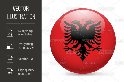 Round glossy icon of Albania