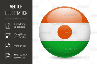 Round glossy icon of Niger