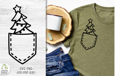 Funny christmas t shirt svg design Christmas tree svg Pocket svg file