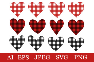 Hearts sublimation. Hearts Buffalo plaid. Hearts SVG