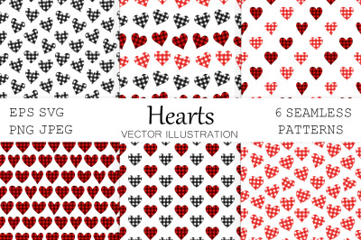 Hearts pattern. Hearts Buffalo plaid pattern. Hearts SVG