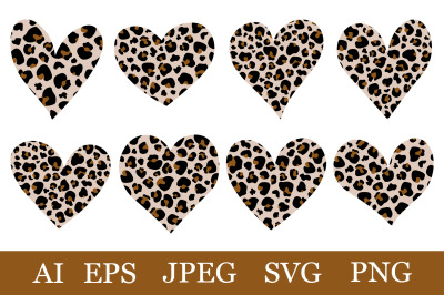 Leopard hearts sublimation. Valentine&#039;s day Hearts SVG