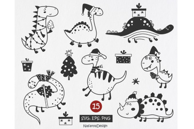 Christmas Dinosaur SVG bundle