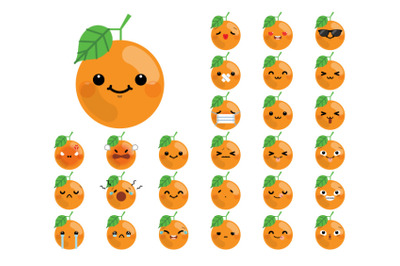 Set of cute cartoon orange emoji