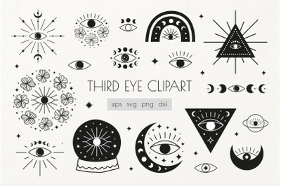 Third eye clipart in Bohemian style.