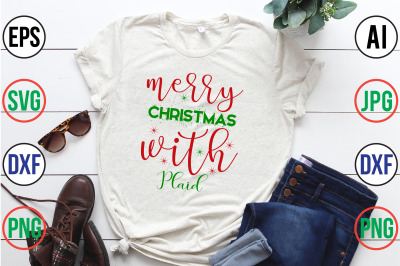 Merry Christmas with plaid SVG