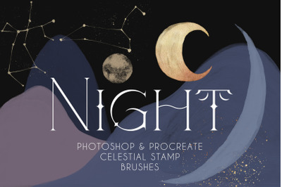 Night - Celestial Photoshop &amp; Procreate Brushes