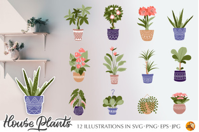 House plants in pots design collection