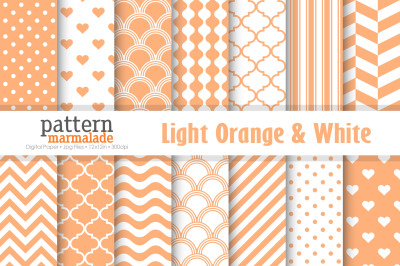 Light Orange &amp; White Digital Paper - U12E