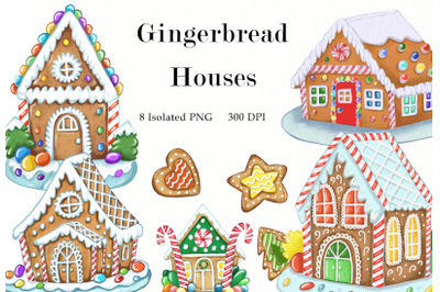Gingerbread House Christmas clipart set. Winter Bakery, Christmas PNG