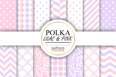 Polka Lilac And Pink Digital Paper - U12G