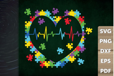 Autism Design Puzzle Heartbeat