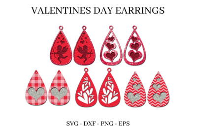 Valentines Day Earrings SVG Bundle | Faux Leather Templates