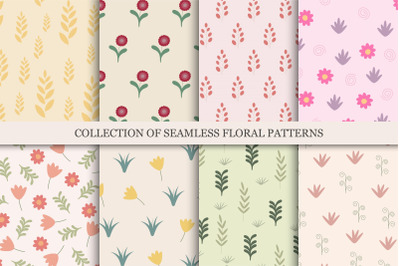 Hand drawn seamless floral patterns