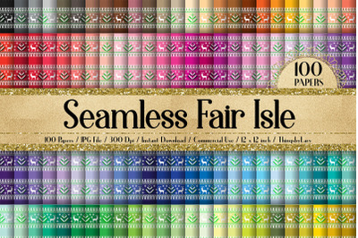 100 Seamless Fair Isle Pattern Nordic pattern Digital Papers