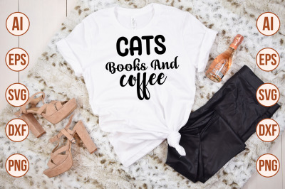 cats books &amp; coffee svg cut file