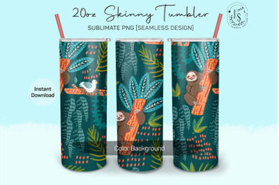 Tropical Sloth 20oz Tumbler Sublimation, Tropical Summer