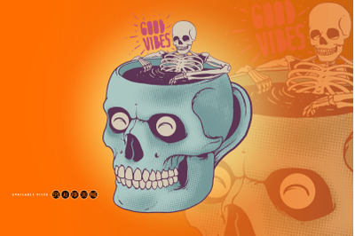 Relaxing Skull Mug Good Vibes